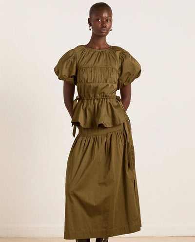 Hadley Blouse - Olive Satin
