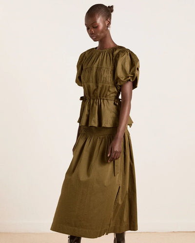 Hadley Blouse - Olive Satin