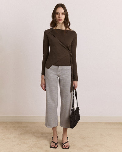 Hannie Sheer Tie Jumper - Khaki