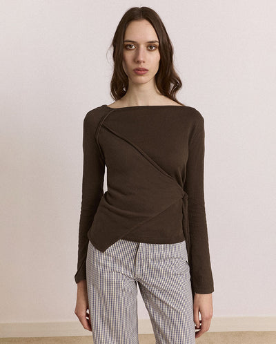 Hannie Sheer Tie Jumper - Khaki
