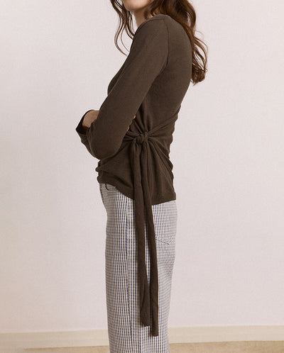 Hannie Sheer Tie Jumper - Khaki