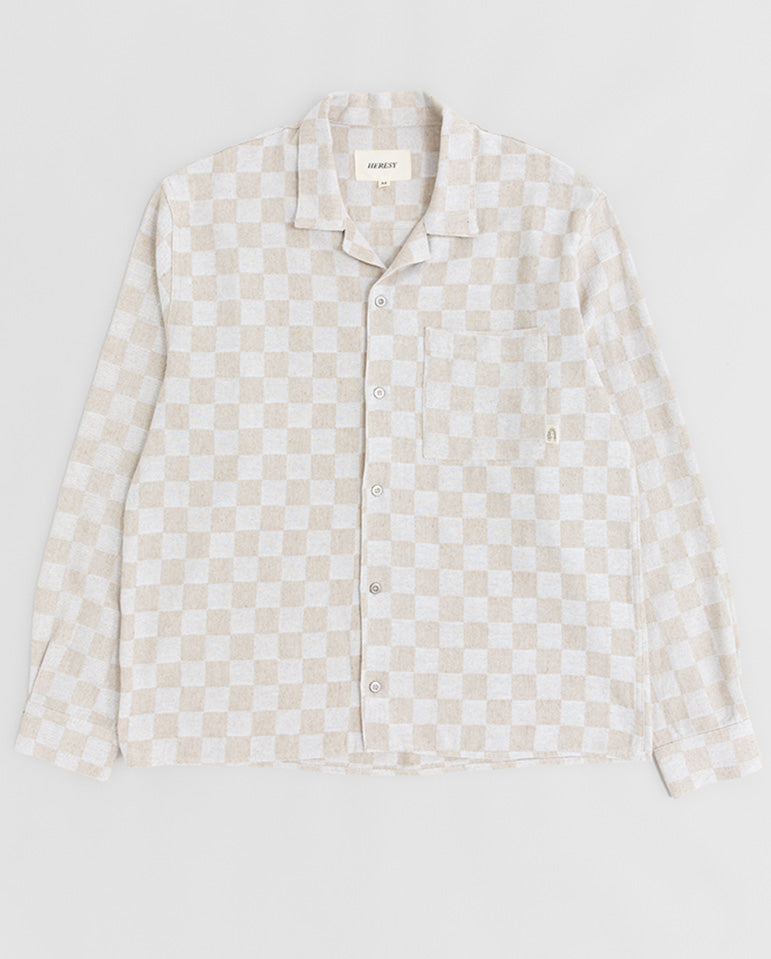 Trellis Revere Shirt - Ecru Check