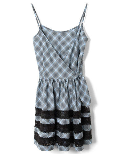 Iggy Lace Insert Midi Dress - Blue Pepper Check