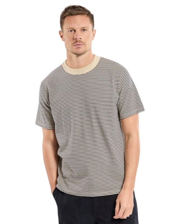 Heritage stripe Tee - Gravel / Marine Deep