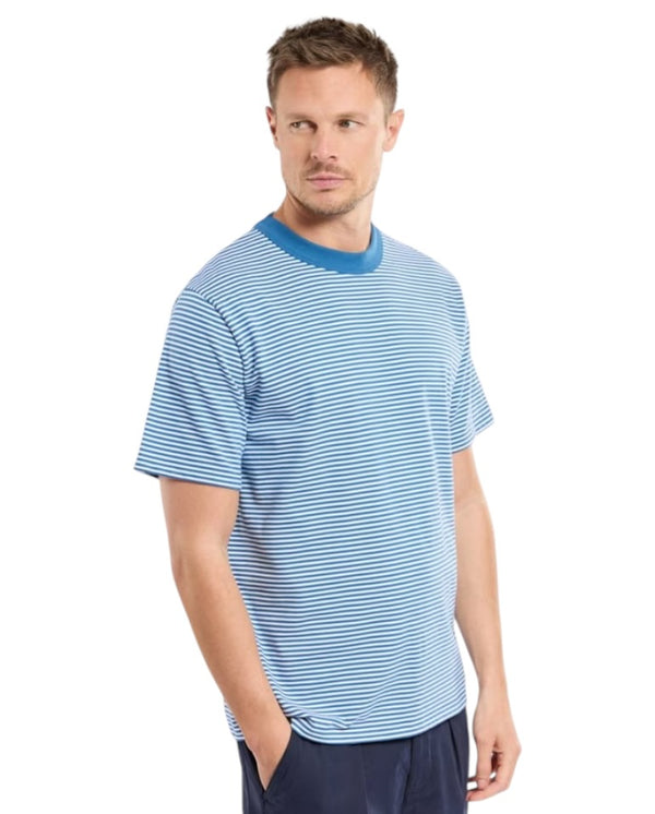 Heritage stripe Tee - Dark Blue / White