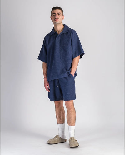 Waffle polo - blue