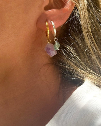 Myrtilo Hammered Hoops - Gold / Amethyst