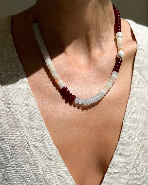 Kompoloi Necklace - Gold/Multi Stone