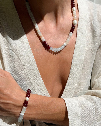 Kompoloi Necklace - Gold/Multi Stone