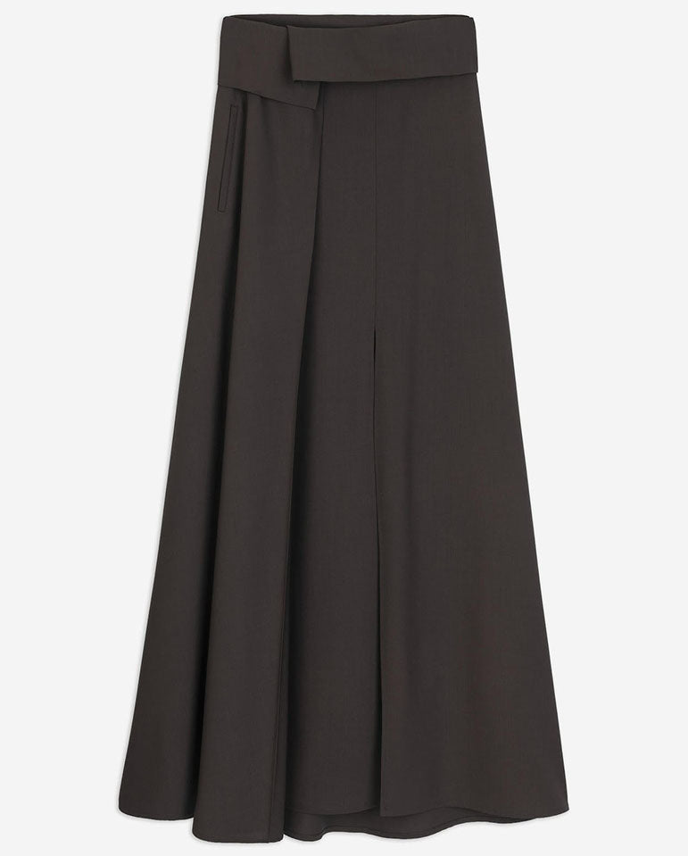 Wide Wool Skirt - Black