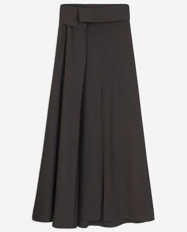 Wide Wool Skirt - Black
