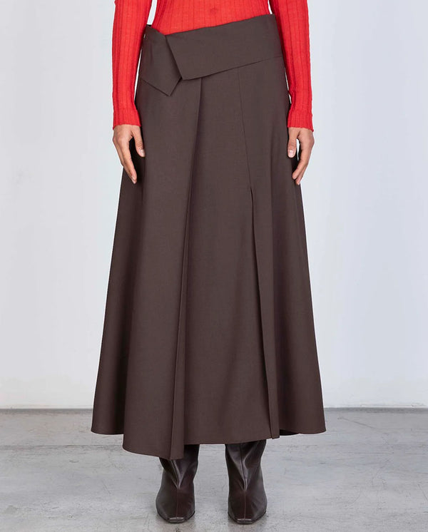 Wide Wool Skirt - Black