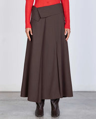 Wide Wool Skirt - Black