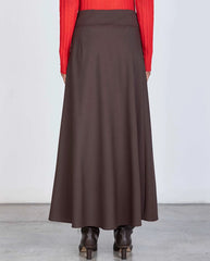 Wide Wool Skirt - Black