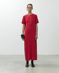 Crepe De Chine Dress with Scarf - Lipstick