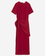 Crepe De Chine Dress with Scarf - Lipstick