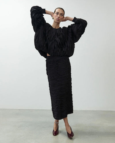 Midi Skirt with Ruffles - Night