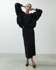 Midi Skirt with Ruffles - Night