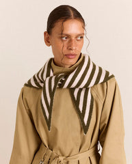 Triangle Scarf - Olive and Pink Stripe
