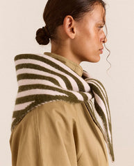 Triangle Scarf - Olive and Pink Stripe
