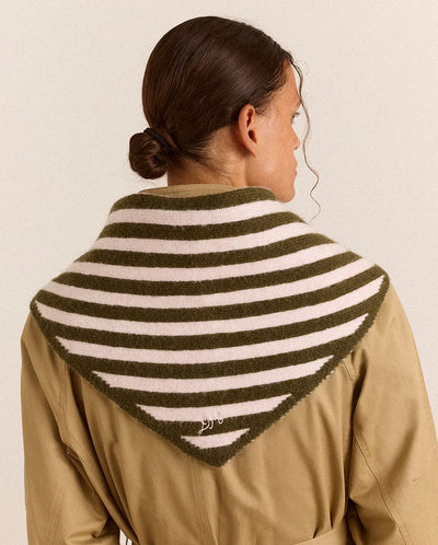 Triangle Scarf - Olive and Pink Stripe