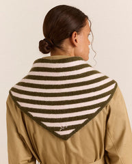 Triangle Scarf - Olive and Pink Stripe