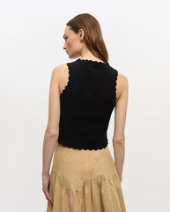 Cotton Textured lace top - Black