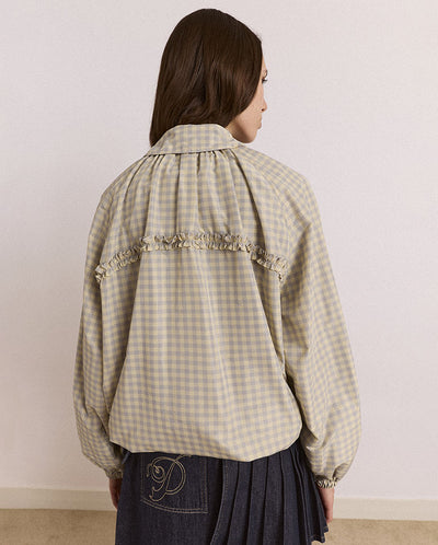 Lailah Lightweight Bomber - Oyster Gingham