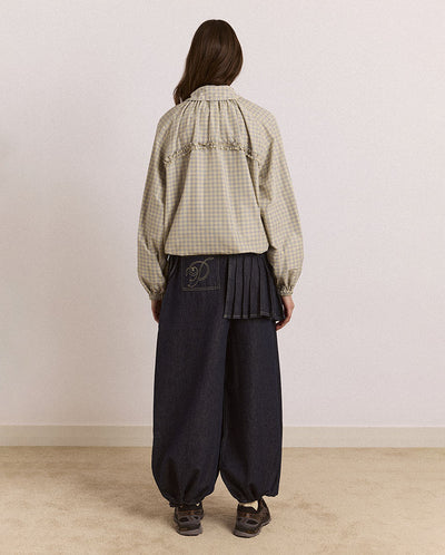 Lailah Lightweight Bomber - Oyster Gingham