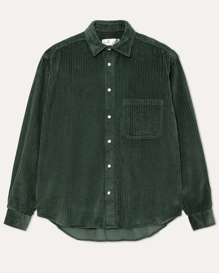 CARVALHO BAGGY OVERSIZED SHIRT - DARK GREEN SOFT CORD