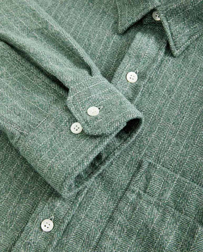 MIRRA RAGLAN SLEEVE SHIRT - GREEN HERRINGBONE