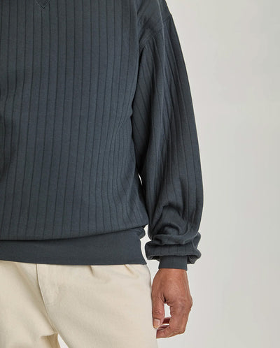 XAVIER CLASSIC SWEATSHIRT - RIBBED BLACK SAND