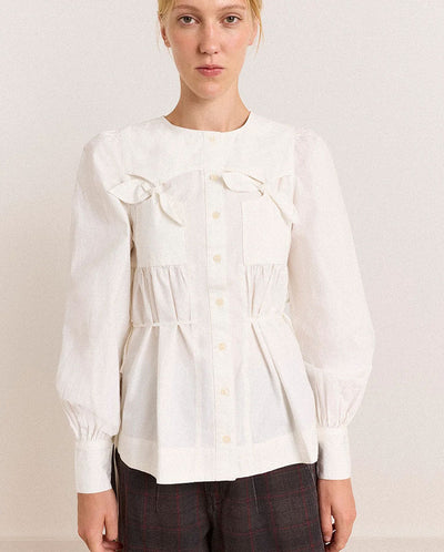 Lettie Bow Detail Blouse - White