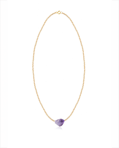 Myrtilo Hammered Hoops - Gold / Amethyst