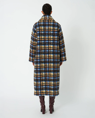 Long Wool Checked Coat - Multi Check