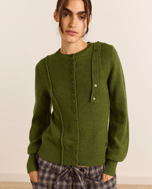 Marla Wool Cashmere Blend Cardigan - Green