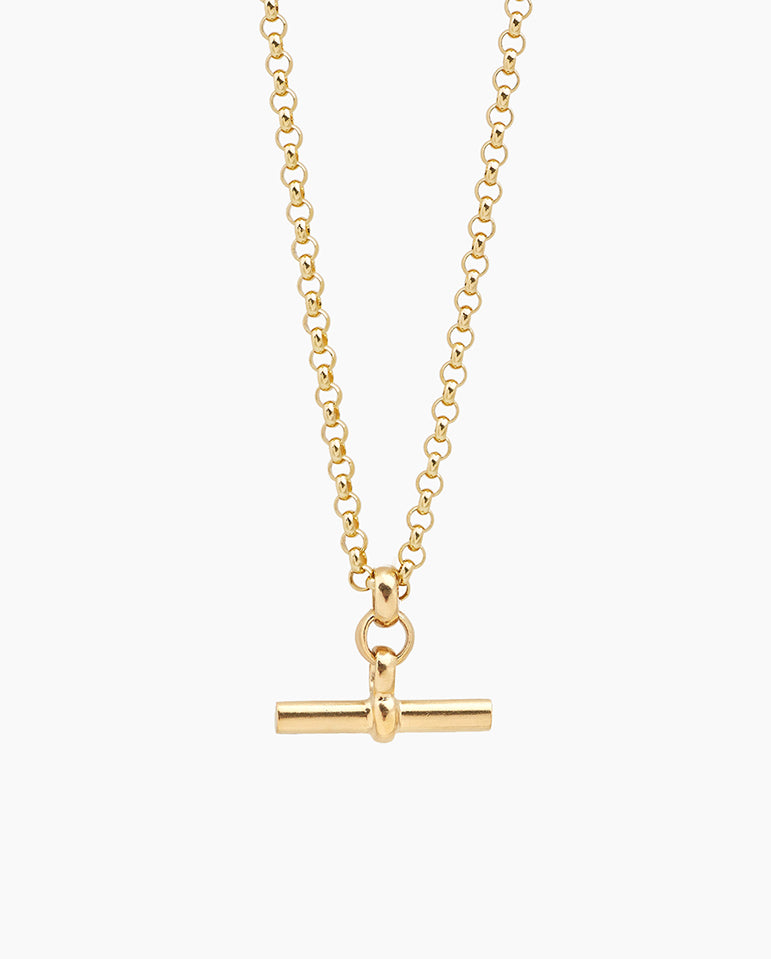 Medium Gold T-Bar On Chunky Belcher Chain - 80cm