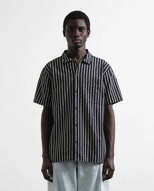 Malick Shirt - Navy Yellow Stripe