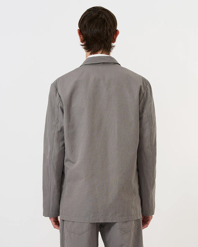 TWO BUTTON JACKET - MID GREY SLUB