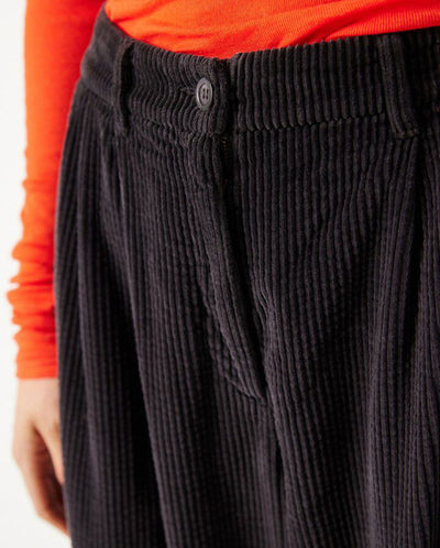 Padow Pleat Cord Trouser - Carbon