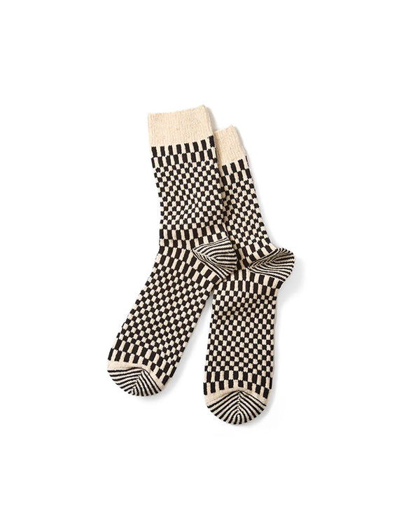 Checkerboard Pattern Socks - Black