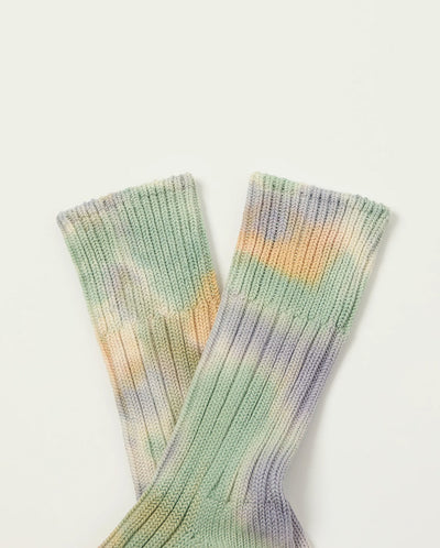 Tie Dye Rib Socks - Green / L Pink /  Purple