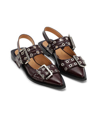 Feminine Buckle Ballerina Burgundy