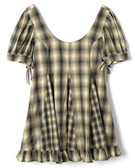 Sabina Mini Godet Dress - Cardamon Mix Check