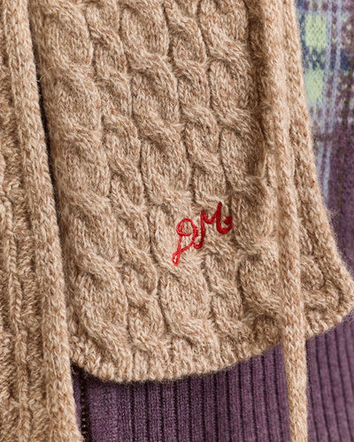 Hooded Pom Pom Scarf - Oatmeal Marl