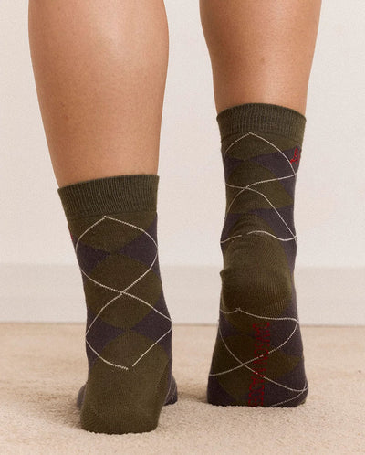 2 Pack Sock - Olive & Purple Argyle