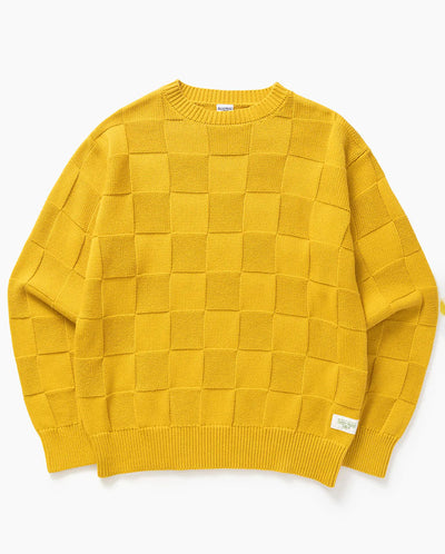 Check Knit Crewneck - Ochre