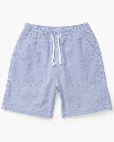 Seersucker Chef Shorts - Navy Stripe