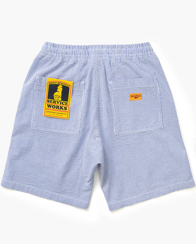Seersucker Chef Shorts - Navy Stripe
