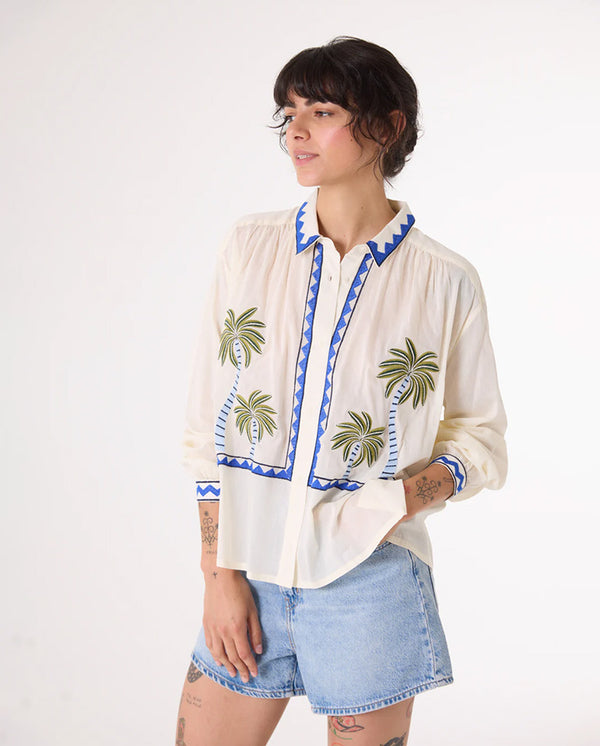 ALI Embroidered Jungle Blouse White Multi